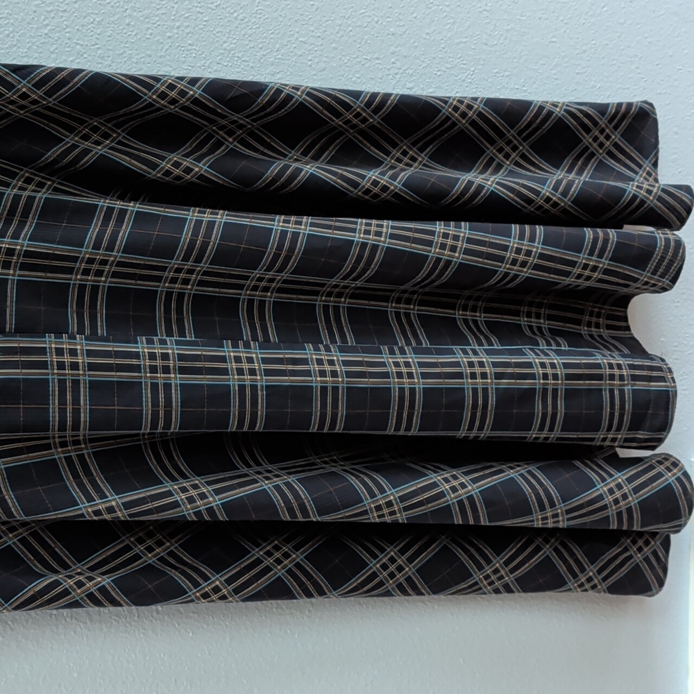 Unique Vintage Keyhole Front Tie Blue Plaid Midi Dress - Picture 3 of 7
